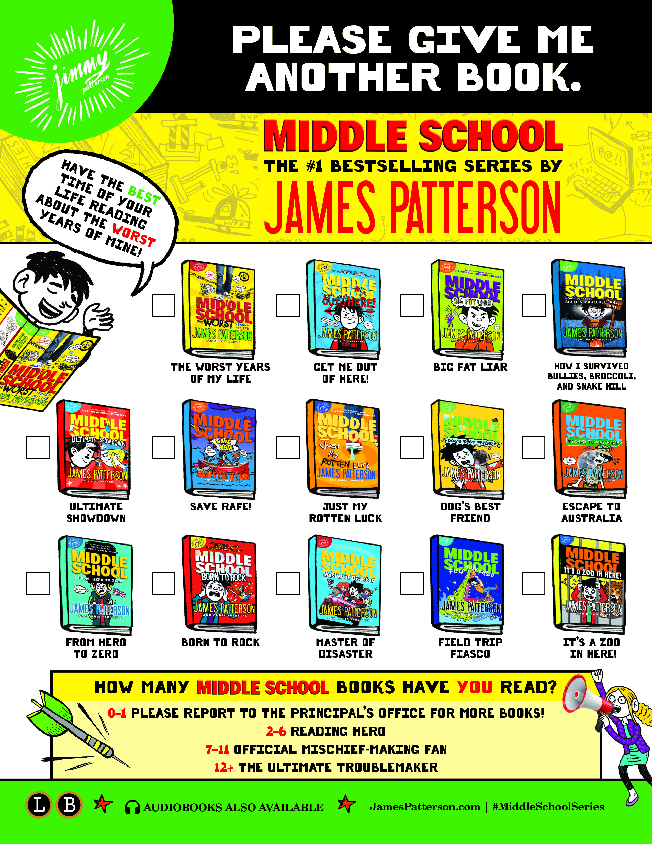 list of middle school james patterson books in order
